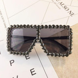 Oversized Square Diamond Sunglasses Women Yellow Big Frames Glasses