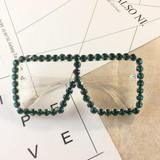 Oversized Square Diamond Sunglasses Women Yellow Big Frames Glasses
