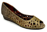 Indi Low Wedge Perforated Sandal Bronze