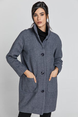 Wool Blend Grey Mélange Coat by Conquista Fashion