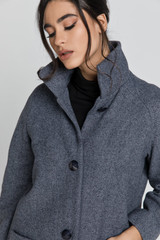 Wool Blend Grey Mélange Coat by Conquista Fashion