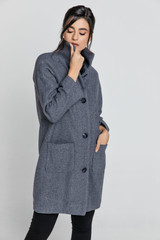 Wool Blend Grey Mélange Coat by Conquista Fashion