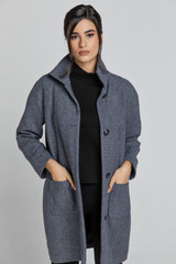Wool Blend Grey Mélange Coat by Conquista Fashion