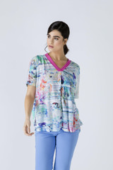 Print V Neck Top