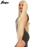 Fiber Long Straight Burgundy Patinum 613 Blonde  Synthetic Lace Front