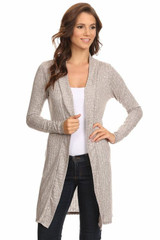 Women's Ribbed Open Front Long Sleeve Cardigan Small to 3XL Made in