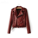Vintage Black PU Leather Jacket Outerwear