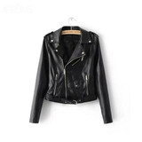 Vintage Black PU Leather Jacket Outerwear