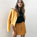 Vintage Black PU Leather Jacket Outerwear