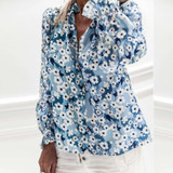 Elegant Floral Print Shirt Blouse Long Sleeve Loose Tops