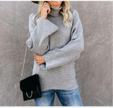 Turtleneck Sweater Women  Oversized Solid Pullovers