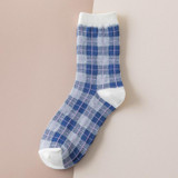 4Pairs Plaid Stripe Crew Socks Set