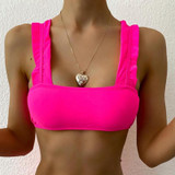 Women Swimsuit Bikini Set Pure Color Separate Push Up Bikini Swimwear