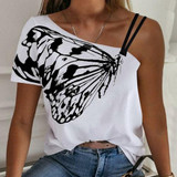 Sexy Off Shoulder Halter Shirt Blouse Summer Women Short Sleeve Tops