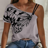 Sexy Off Shoulder Halter Shirt Blouse Summer Women Short Sleeve Tops