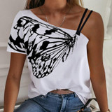 Sexy Off Shoulder Halter Shirt Blouse Summer Women Short Sleeve Tops