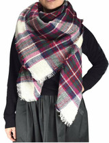 Cozy Plaid Patterned Oversized Fall or Winter Blanket Scarf Wrap