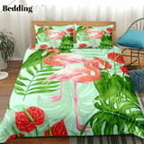 Flamingo Green Plants Bedding Set