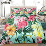 Colorful Flowers Flamingo Bedding Set