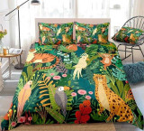 Tropical Plants Wild Animals Pattern Bedding Set