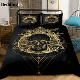 Boho Gold Skull Bedding Set