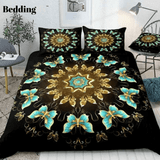 Gold and Turquoise Butterflies Bedding Set