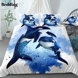 Blue Ocean Whale Bedding Set