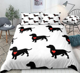 Cute White Sausage Dog Bedding Set