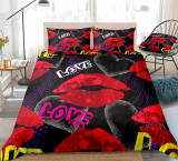Red Lips Geometric Bedding Set
