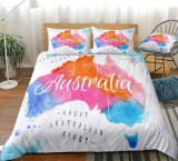 Colorful Watercolor Abstract Australia Map Bedding Set
