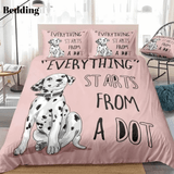 Cartoon Dog Pink Bedding Set