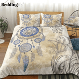 Boho Feathers Blue Dreamcatcher Bedding Set