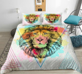 Watercolor Triangle Lion Bedding Set