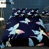 Pink Blue Butterfly Bedding Set