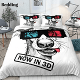 Dog with 3D Red Blue Glasses Bedding Set