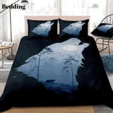 Howling Wolf Night Forest Bedding Set