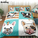 Bulldog Portraits with Gold Glitter Bedding Set