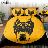 Yellow Black Dog Bedding Set