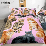 Watercolor 3D Cats Bedding Set