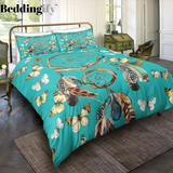 Green Butterflies Dreamcatcher Bedding Set