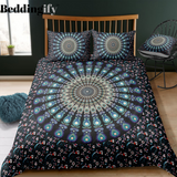 Floral Black Blue Mandala Pattern Bedding Set