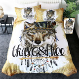 Native Tribal Wolf Bedding Set