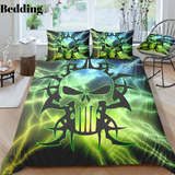 "Green Warning" Skull Bedding Set
