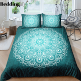 Green White Mandala Pattern Bedding Set