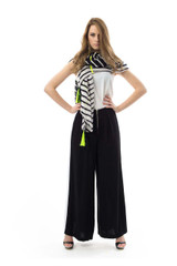 Wide Leg Pants with Stripe Detail