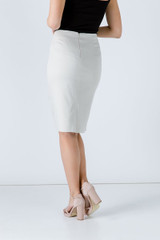 Cream Pencil Skirt by Conquista Fashion