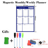 Magnetic Weekly Monthly Planner Table Dry Erase Whiteboard Fridge Sticker Bulletin Board 297MM*420MM Size Gift 4 Pen 1 Eraser