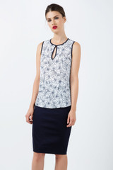 Sleeveless Floral Keyhole Top