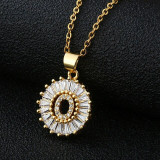 Clear Cubic Zirconia Letter Pendant Necklace Luxury Gold Color A-Z Initial Copper Charm Stainless Steel Chain Necklace