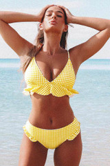 YELLOW GINGHAM RUFFLED BIKINI